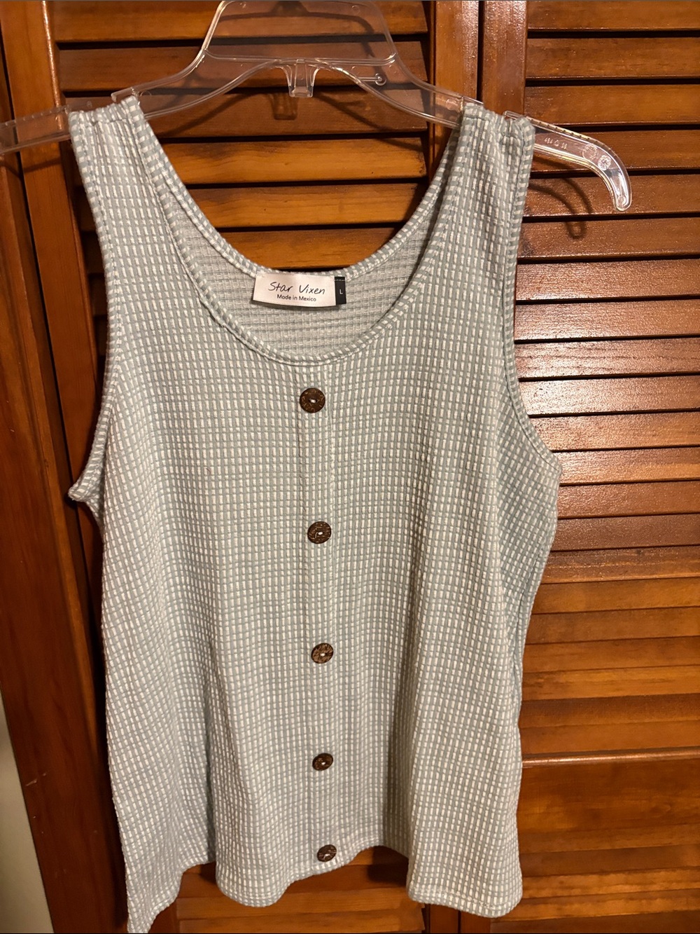 Star Vixen Mint Green Textured Button-Front Tank